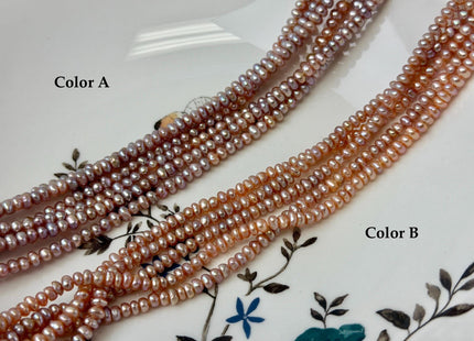 4-5 mm AA Natural Mauve Peach Pink Potato Button Pearl Freshwater Seed Pearl Beads #P3510