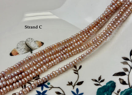 4-5 mm AA Natural Mauve Peach Pink Potato Button Pearl Freshwater Seed Pearl Beads #P3510