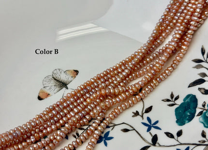 4-5 mm AA Natural Mauve Peach Pink Potato Button Pearl Freshwater Seed Pearl Beads #P3510
