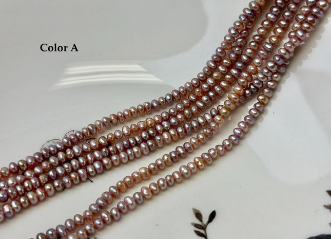 4-5 mm AA Natural Mauve Peach Pink Potato Button Pearl Freshwater Seed Pearl Beads #P3510