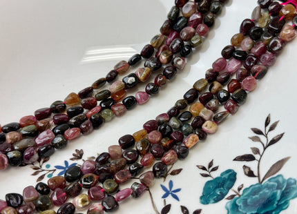 7x8-10 mm Tourmaline Pebble Nugget Gemstones 15.5 Inches Strand 47 Beads #4859