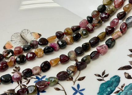 7x8-10 mm Tourmaline Pebble Nugget Gemstones 15.5 Inches Strand 47 Beads #4859