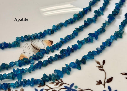 5-7 mm Aquamarine or Apatite Gemstone Irregular Chips Nugget Beads 15 Inches #4865