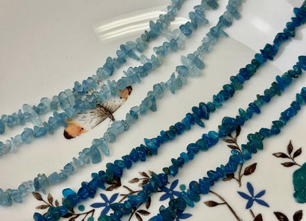 5-7 mm Aquamarine or Apatite Gemstone Irregular Chips Nugget Beads 15 Inches #4865