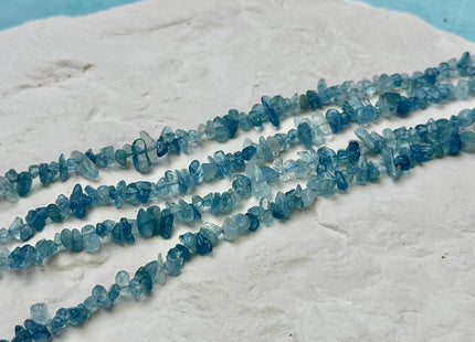 5-7 mm Aquamarine or Apatite Gemstone Irregular Chips Nugget Beads 15 Inches #4865