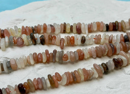 6-10 mm Natural White Peach Gray Brown Moonstone Gemstone Rondelle Chips Nugget Beads 15.5 Inches #4866