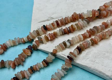 6-10 mm Natural White Peach Gray Brown Moonstone Gemstone Rondelle Chips Nugget Beads 15.5 Inches #4866