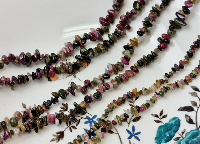 5-10 mm Tourmaline Gemstone Irregular Chips Nugget Beads 36 Inches #4867
