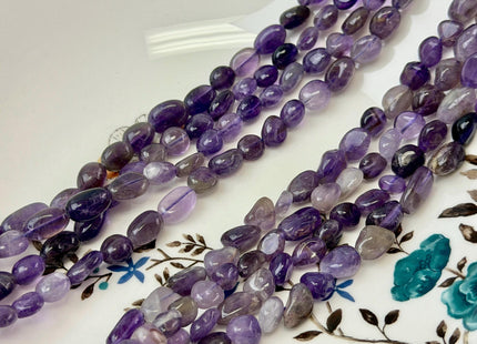 8x8-11 mm Natural Mixed Purple Amethyst Irregular Pebble Nugget 15 Inches Strand #4857