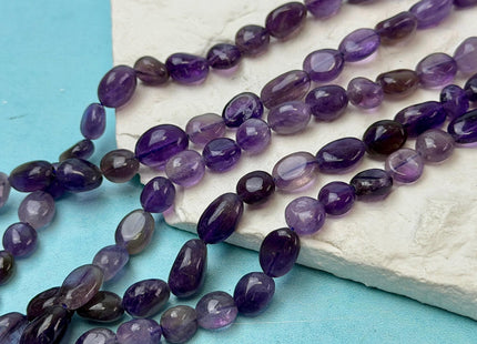 8x8-11 mm Natural Mixed Purple Amethyst Irregular Pebble Nugget 15 Inches Strand #4857