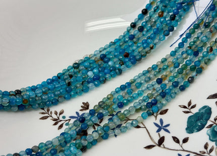 4mm Faceted Round Multi Blue Brown Agate Gemstone Beads 14 Inch Strand #4869