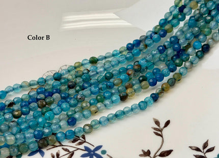 4mm Faceted Round Multi Blue Brown Agate Gemstone Beads 14 Inch Strand #4869