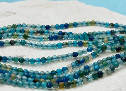 4mm Faceted Round Multi Blue Brown Agate Gemstone Beads 14 Inch Strand #4869