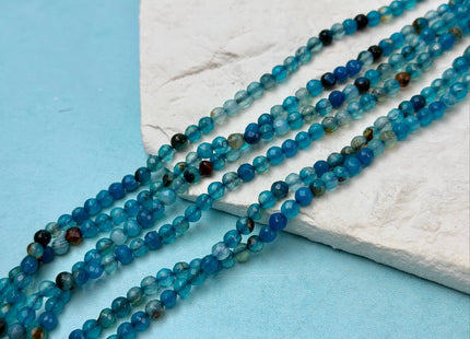 4mm Faceted Round Multi Blue Brown Agate Gemstone Beads 14 Inch Strand #4869