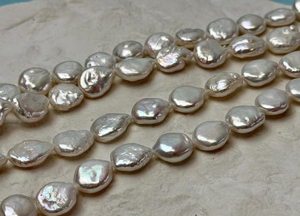 10-11 mm AA Natural White Coin Freshwater Pearl Beads High Luster Quality Cultured Freshwater Coin Pearls 32-35 Beads #P3511