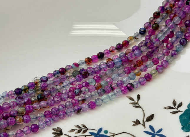 4mm Faceted Round Multi Purple Agate Gemstone Beads 14 Inch Strand #4873