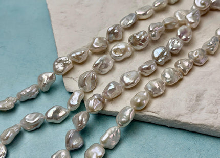 9-10x10-14 mm AAA Natural White Large Keshi Freshwater Pearls Nugget Shape Keshi Beads #P3512