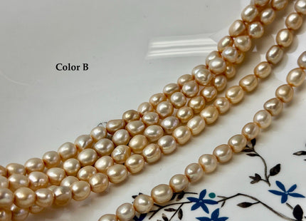 6-7x7-8 mm AAA Champagne Orange Color Freshwater Pearl Potato Rice Nugget Pearls Beads #P1833