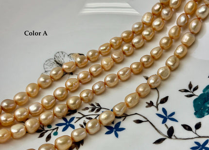 6-7x7-8 mm AAA Champagne Orange Color Freshwater Pearl Potato Rice Nugget Pearls Beads #P1833