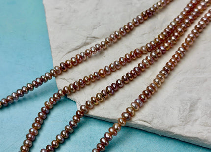 5 mm AAA Natural Mauve Pink Button Pearl Freshwater Seed Pearl Beads 14.5 Inch Strand #P3513