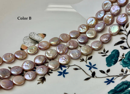 11-12 mm AA Natural Mauve Pink Freshwater Round Coin Pearls With Gold Sheen 31 Beads 15 Inch Strand #P3514