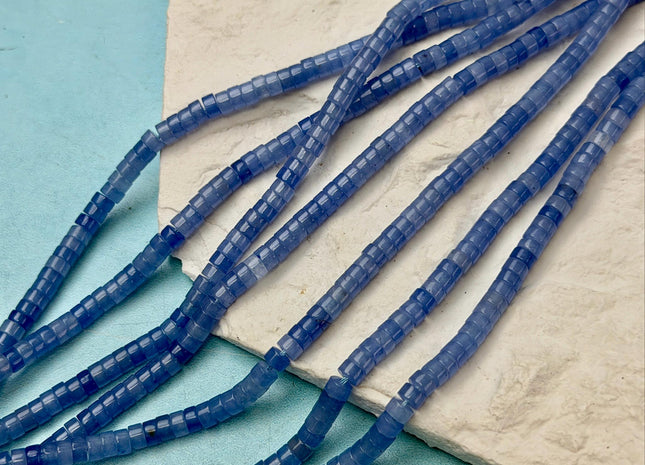 2x4mm Dyed Blue Jade Heishi Rondelle Shape Gemstone Loose Beads 15 Inches Strand #4876