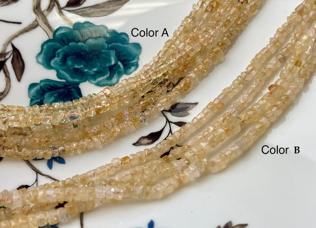 3-4 mm Natural Yellow Citrine Smooth Heishi Tyre Gemstone Beads 13 Inches Strand #4423