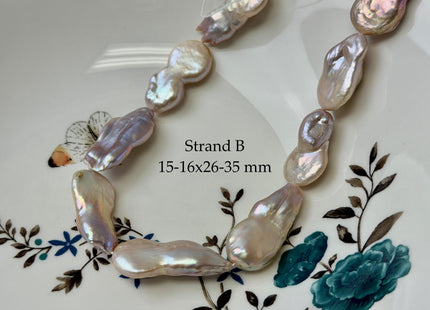 One-Of-A-Kind AA Natural Pink Baroque Jumbo Thick Coin Pearls 14.5 Inches Strand #P3502