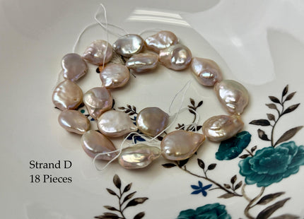 One-Of-A-Kind AA Natural Pink Baroque Jumbo Thick Coin Pearls 14.5 Inches Strand #P3502