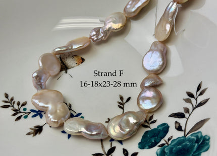 One-Of-A-Kind AA Natural Pink Baroque Jumbo Thick Coin Pearls 14.5 Inches Strand #P3502