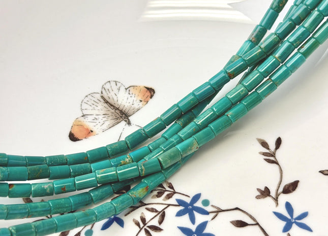 4x6 mm Natural Turquoise Tube Shape Gemstone 15.5 Inches Strand 63 Beads #4863