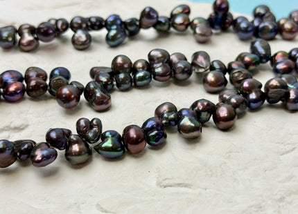 7x10-12 mm Peacock Peanut Shape Top Drilled Freshwater Pearls 16 Inches Strand 66 Beads #P3503