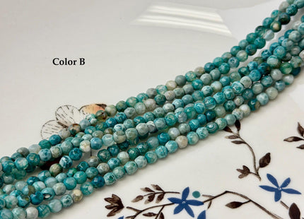 4mm Faceted Round Multi Blue White Agate Gemstone Beads 15 Inch Strand #4877