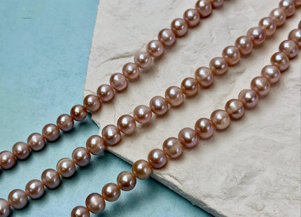 7-7.5 mm AA Natural Mauve Peach Pink Potato Freshwater Pearls High Luster 57 Beads #P3515