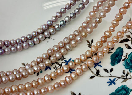 7-7.5 mm AA Natural Mauve Peach Pink Potato Freshwater Pearls High Luster 57 Beads #P3515