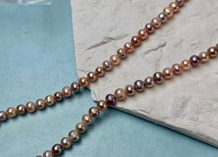 7-7.5 mm AA Natural Mauve Peach Pink Potato Freshwater Pearls High Luster 57 Beads #P3515