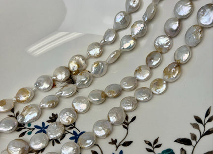 10-13 mm Natural White Champagne Seaweed Freshwater Pearls Round Tear Drop Coin Pearl Beads 15 Inch Strand #743
