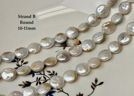 10-13 mm Natural White Champagne Seaweed Freshwater Pearls Round Tear Drop Coin Pearl Beads 15 Inch Strand #743