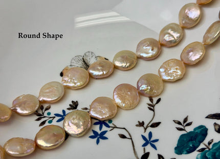 15-16 mm Natural Orange Peach Pink Freshwater Pearls Round Tear Drop Coin Pearl Beads 15 Inch Strand B Grade #P3517