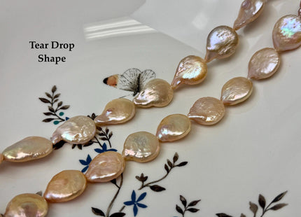 15-16 mm Natural Orange Peach Pink Freshwater Pearls Round Tear Drop Coin Pearl Beads 15 Inch Strand B Grade #P3517