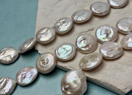 15-23mm Natural White Large Coin Freshwater Pearl Beads Large Size Flat Coin Pearls #1709