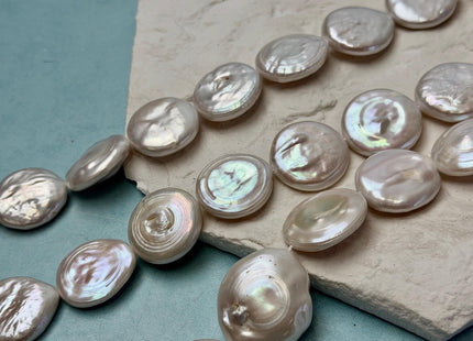 15-23mm Natural White Large Coin Freshwater Pearl Beads Large Size Flat Coin Pearls #1709