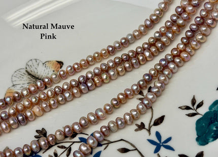 5 mm Natural Mauve Pink Button Pearl Freshwater Seed Pearl Beads 14 Inch Strand #P3518