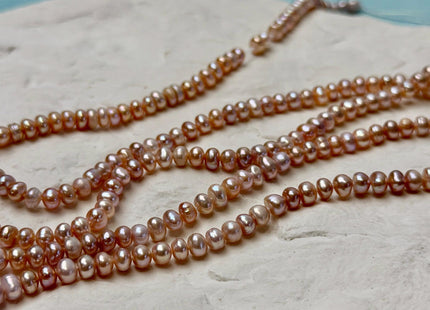 5 mm Natural Mauve Pink Button Pearl Freshwater Seed Pearl Beads 14 Inch Strand #P3518