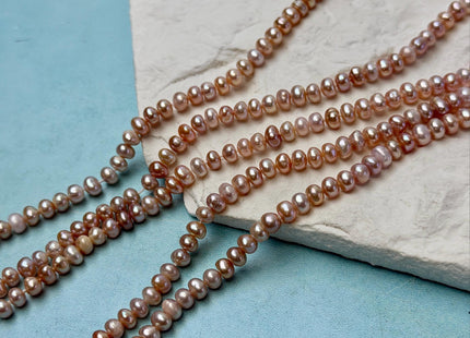 5 mm Natural Mauve Pink Button Pearl Freshwater Seed Pearl Beads 14 Inch Strand #P3518