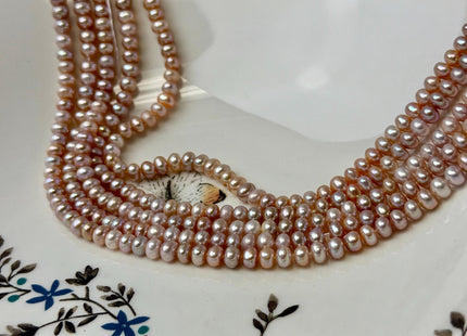 5 mm AAA Natural Blush Pink Button Pearl Freshwater Seed Pearls 15 Inch Strand 100 Beads #P3519
