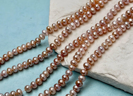 5 mm AAA Natural Blush Pink Button Pearl Freshwater Seed Pearls 15 Inch Strand 100 Beads #P3519
