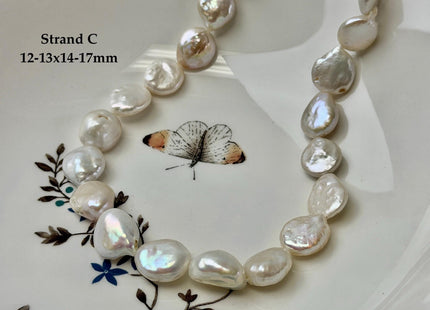12-13x13-20mm Natural White Coin Freshwater Pearls High Luster Round Tear Drop Cultured Freshwater Coin Pearl Beads #P3523