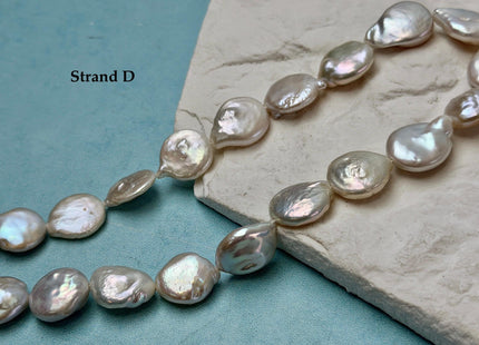 12-13x13-20mm Natural White Coin Freshwater Pearls High Luster Round Tear Drop Cultured Freshwater Coin Pearl Beads #P3523