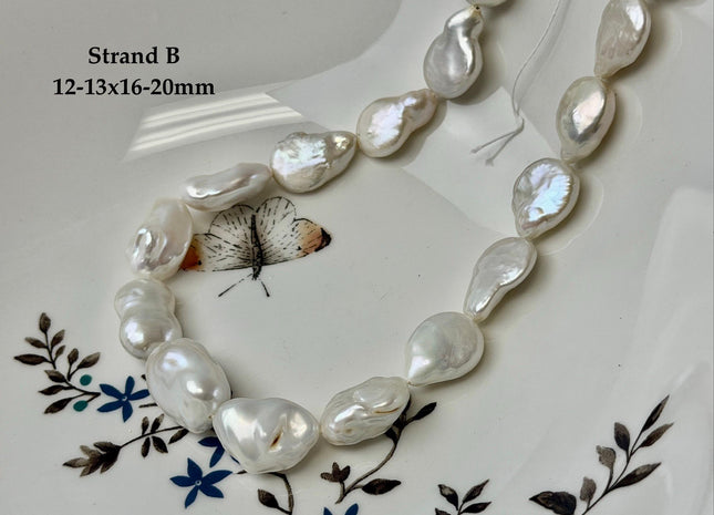 12-13x13-20mm Natural White Coin Freshwater Pearls High Luster Round Tear Drop Cultured Freshwater Coin Pearl Beads #P3523